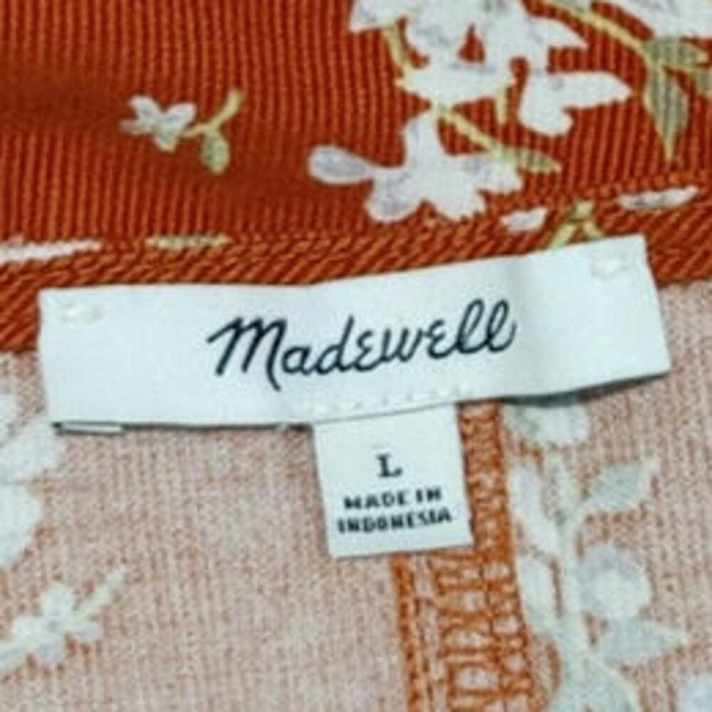 Madewell Corduroy Shirred-Sleeve Button-Front Top Farmstand Bouquet Womens L - Picture 5 of 7